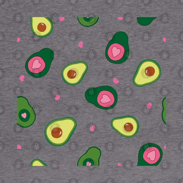 Hand drawn cute avocados with pink hearts by GULSENGUNEL